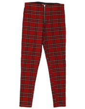 Zara Womens Skinny Casual Trousers Medium W28 L27 Red Check WE08