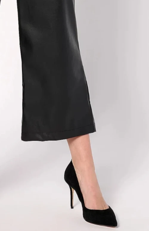 LOGO by Lori Goldstein Faux Leather Crop Pant, Black Regular 10 A627798 - Image 3 of 4