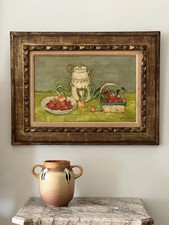 A. Vignale Still Life Fruit Kitchen Painting In Ornate Frame Signed 1960 A. Vignale Still Life Fruit Kitchen Painting In Ornate Frame Signed 1960
