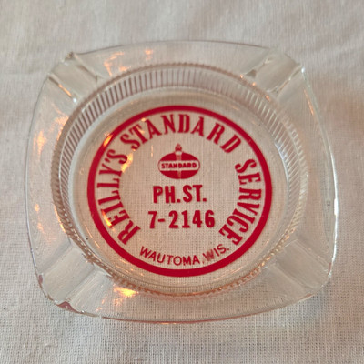 Standard Oil Company Standard Service Clear Glass Ashtray, Wautoma WI
