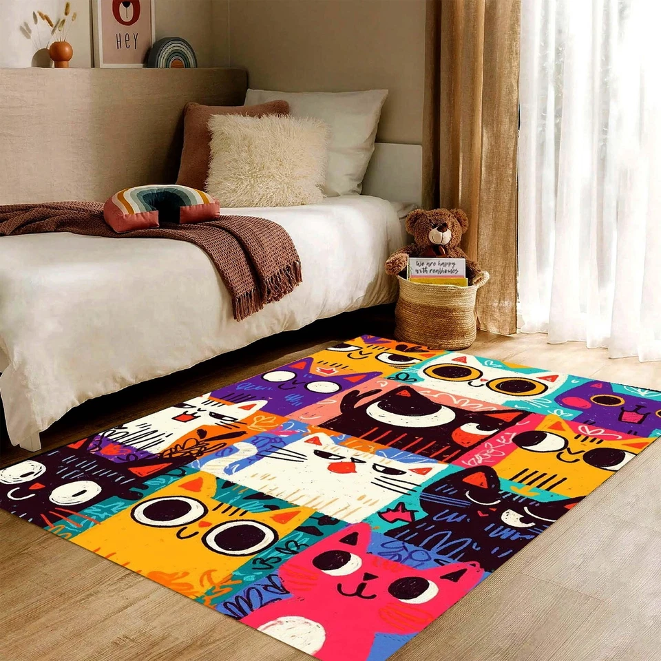 Floor Rug Rugs HIGH QUALITY Kids Bedroom Area Carpet Large Children's CAT Kitty - Image 2 of 4