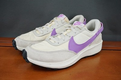 Nike Waffle Debut Shoes Womens 9 White Purple Classic Comfort Lace Up Low Top