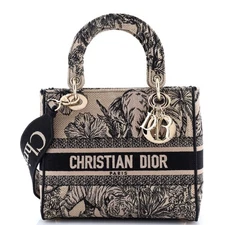 Christian Dior Lady D-Lite Bag Embroidered Canvas Medium