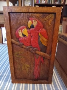 Stuart Bond Hand Carved Wooden Parrot