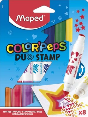 Maped Color Peps Duo Stamp Colouring Pens (8 Pack), 846808 x8 Duo Stamp Felt Pen