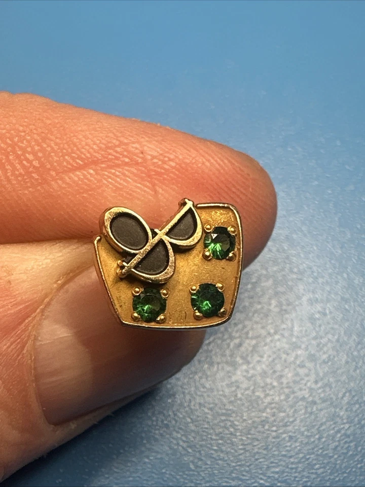 Corbata vintage oro 14k 3 esmeraldas Foto 3 de 4