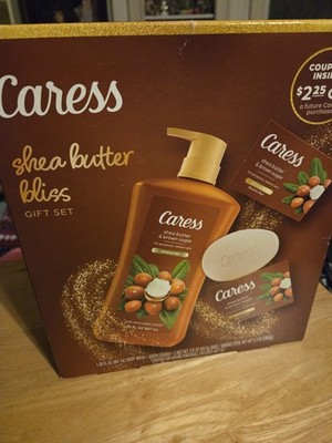 Caress Shea Butter Bliss Gift Set Body Wash Bar Soap Exfoliating Shea Butter