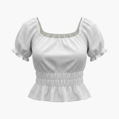 & Other Stories /White Solid/ Square Neck Puff Sleeve Smocked Ruffle Maternity L
