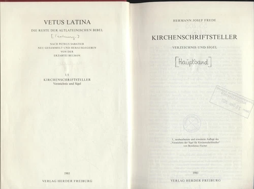 Kirchenschriftsteller - Verzeichnis und Sigel Frede, Hermann Josef: - Bild 2 von 2