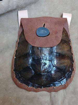 Handmade Snapping Turtle Shell & Moose Hide Leather Belt Bag 