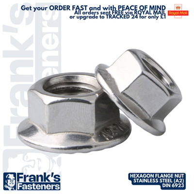 M4 M5 M6 M8 M10 M12 SECHSKANT FLANSCHMUTTERN FLACH / GEZAHNT A2 EDELSTAHL DIN 6923