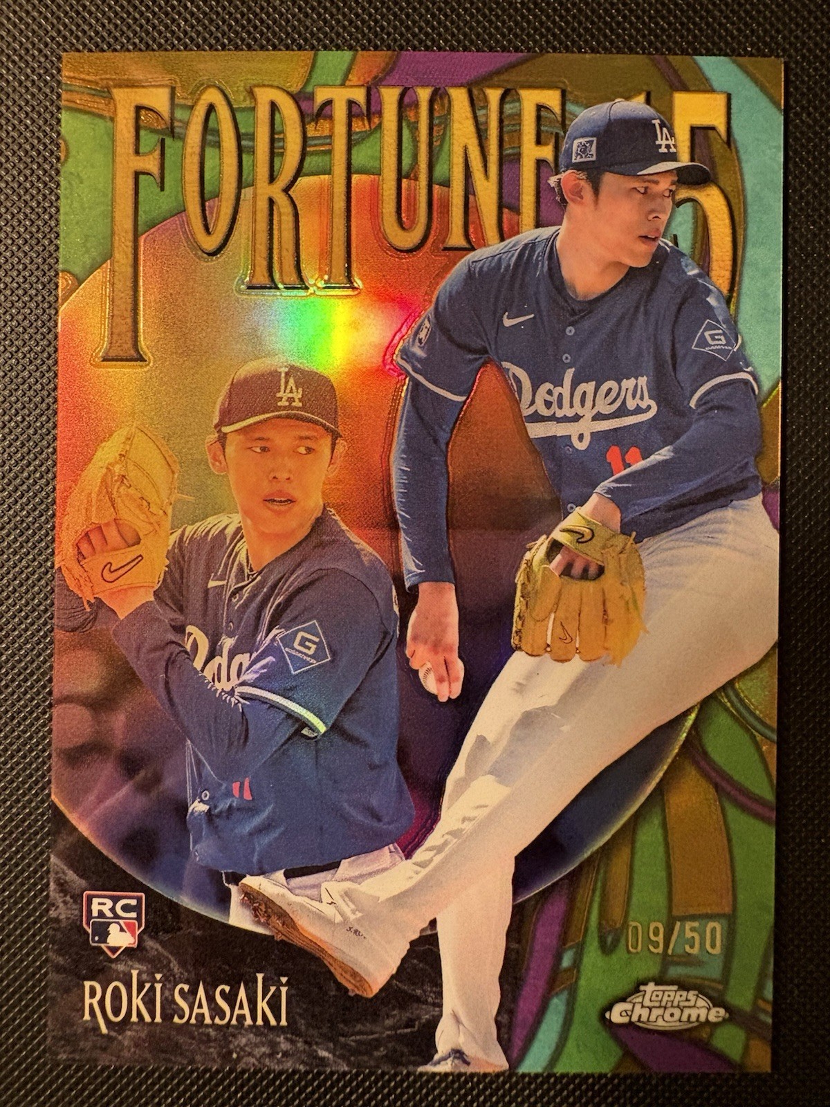 Roki Sasaki 2025 Topps Chrome Fortune 15 #F15-13 GOLD REFRACTOR RC Rookie #9/50!