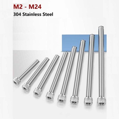 A2 STAINLESS STEEL ALLEN KEY LONG BOLT SOCKET CAP SCREW HEX HEAD DIN 912 M2-M24