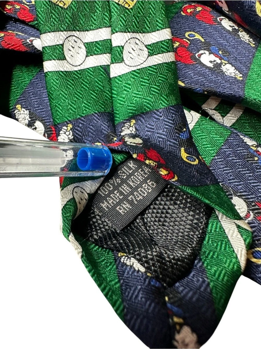 Disney Mickey & Co Vintage Green & Navy Cartoon Golf Pattern Necktie