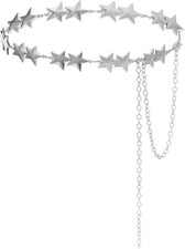 Silver Chain Belt Star Western Metal Belt Women Cowgirl Punk Waist Belts Silver
