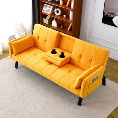 multi-functional cotton and linen sofa bed foldable +cup holder +side storage