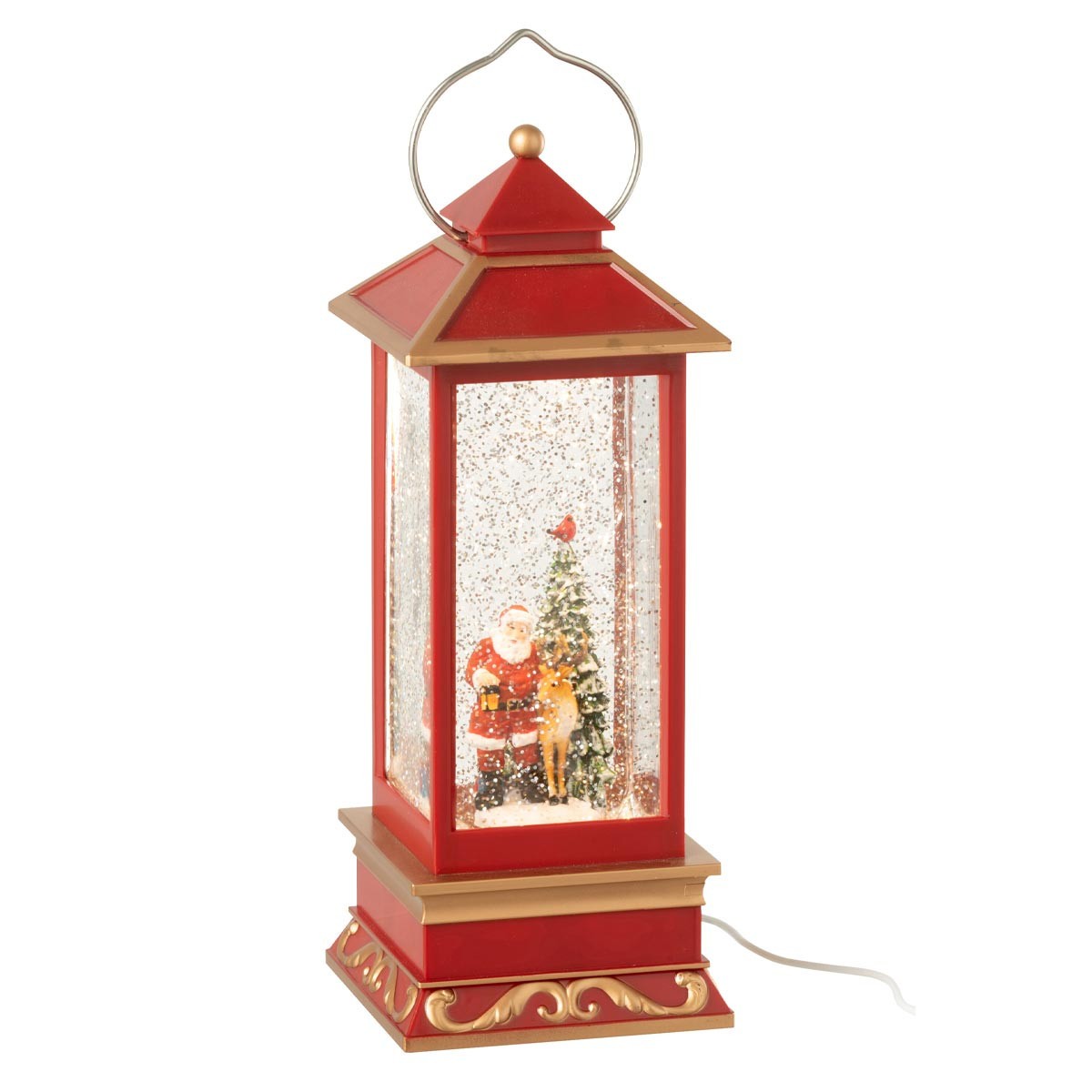 Lanterne de Noël LED multicolore de 27cm avec figurine de Père Noël festive