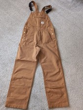 Carhartt R01-M BRN Men  s Brown Cotton Canvas Duck Bib Overalls Workwear 32x30