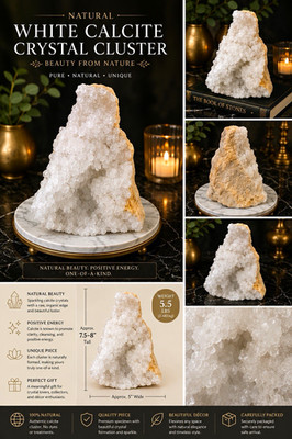 Natural White Calcite Crystal Cluster Mineral Specimen 2.483 lb