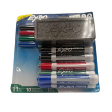 EXPO Dry Erase Markers 10 Pack Low Odor Chisel Tip + Eraser New