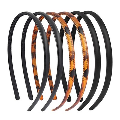 6-piece set of plastic headbands, 3 colors, non-slip hairband with teeth, for...