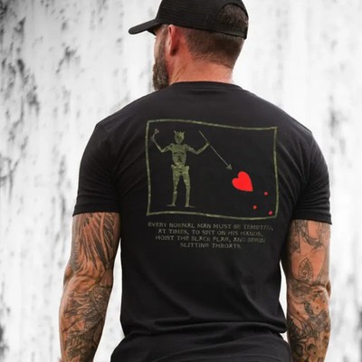 Hoist The Black Flag Pirate, Dark Pirate Skeleton Graphic Tee, Black Flag Quote