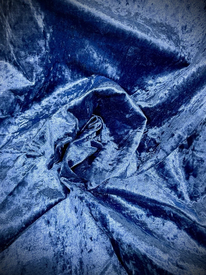 Royal Blue Premium Crushed Velvet Fabric Fire Resistant Upholstery, Cushions  - Image 2 of 3