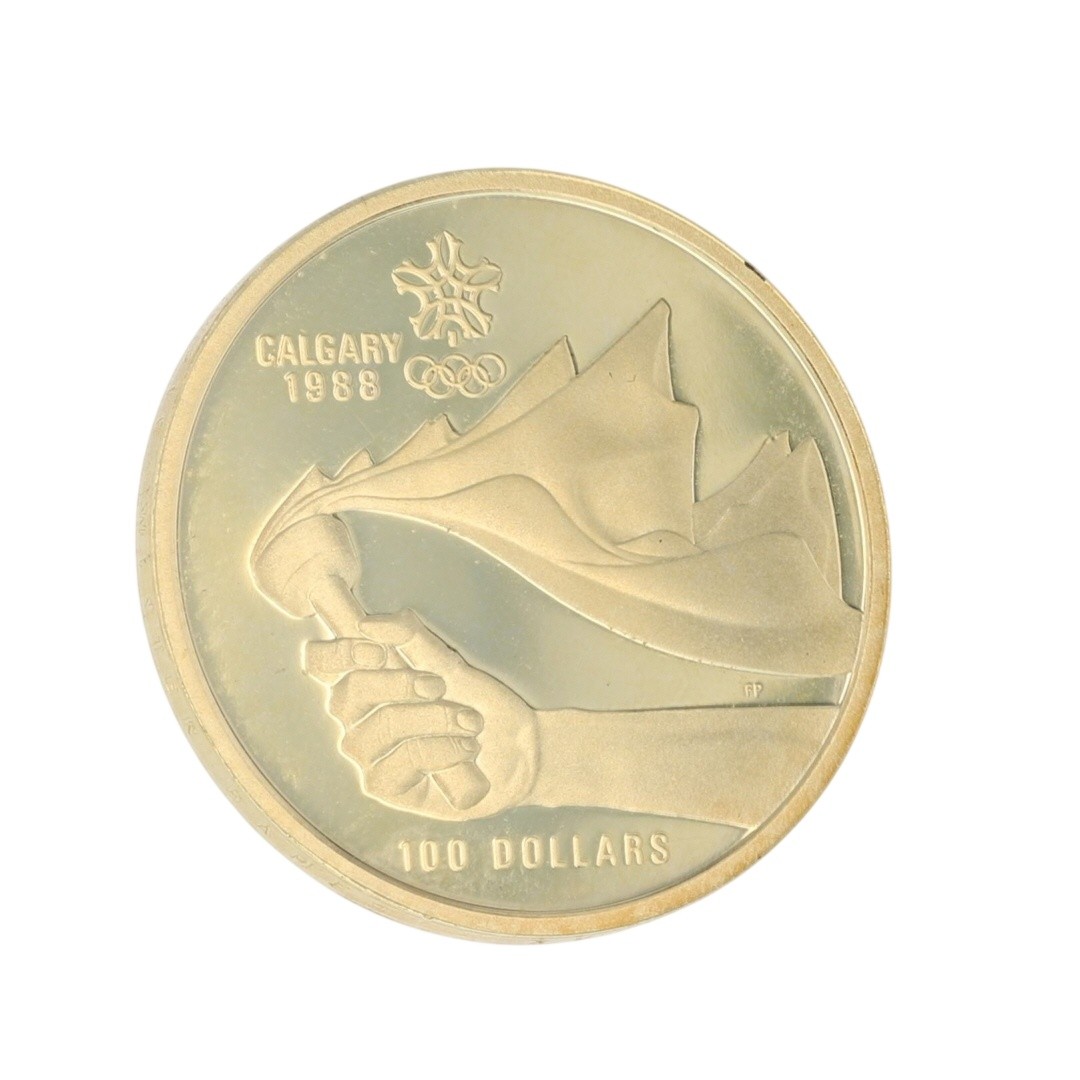 1988 Calgary XVth Winter Olympic Games $100 Canadian Gold Coin