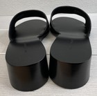 Tory Burch Charlie Sandals Womens Size 8 Perfect Black Leather 40mm Wedge Slides — photo 2