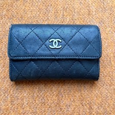 CHANEL Matelasse Card Case Business Card Holder CoCo Mark Black Italy Authentic