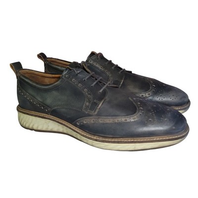 Ecco St. 1 Hybrid Brogue Oxford Shoes Mens Size 12 Dress Distressed Gray Leather