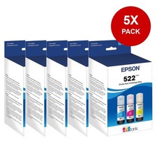 Epson 522 Ink Combo C/M/Y 5 Packs Genuine T522520 EcoTank ET-2800 ET-4800