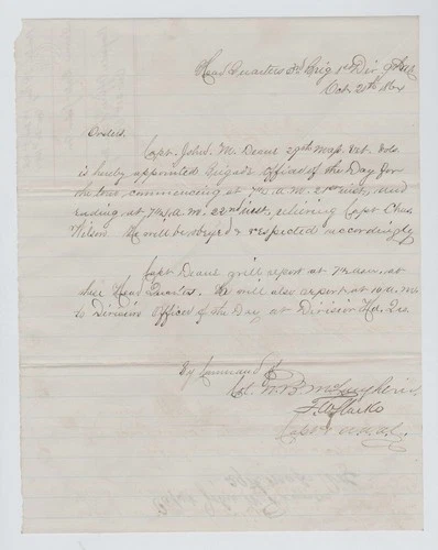 CIVIL WAR DOCUMENT - John Deane - 29th Massachusetts Vols, MEDAL HONOR RECIPIENT
