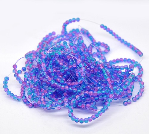 200 x Duo Farbe Runde Crackle Glasperlen 4 mm - Aqua / Pink oder Champagner / Pink - Bild 2 von 3