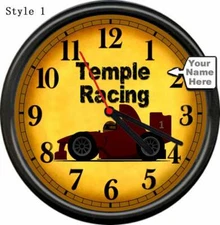 Personalized Your Name Drag Racing Team Car Boy's Room Poster Sign Wall Clock