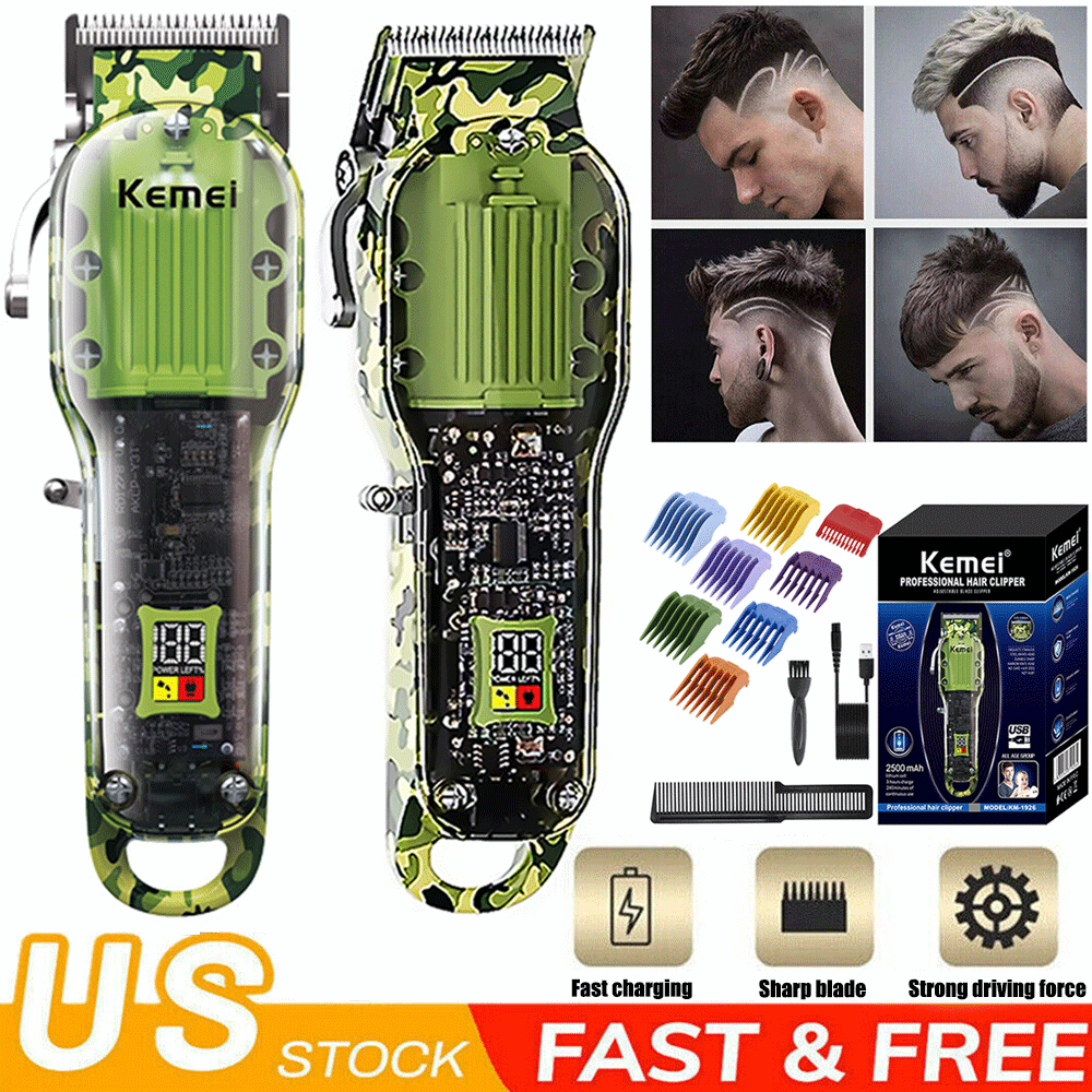 New Kemei Electric Hair Clippers Men's Wireless Strong Hair Trimmer Barber Kits