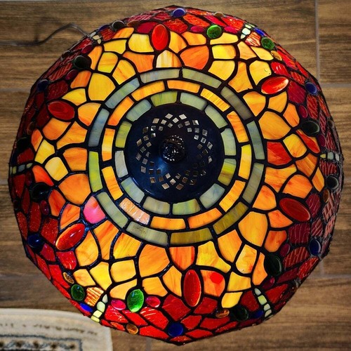 Tiffany Style Handcrafted Stained Glass Red Dragonfly Table Lamp Accent Reading - Picture 2 of 5