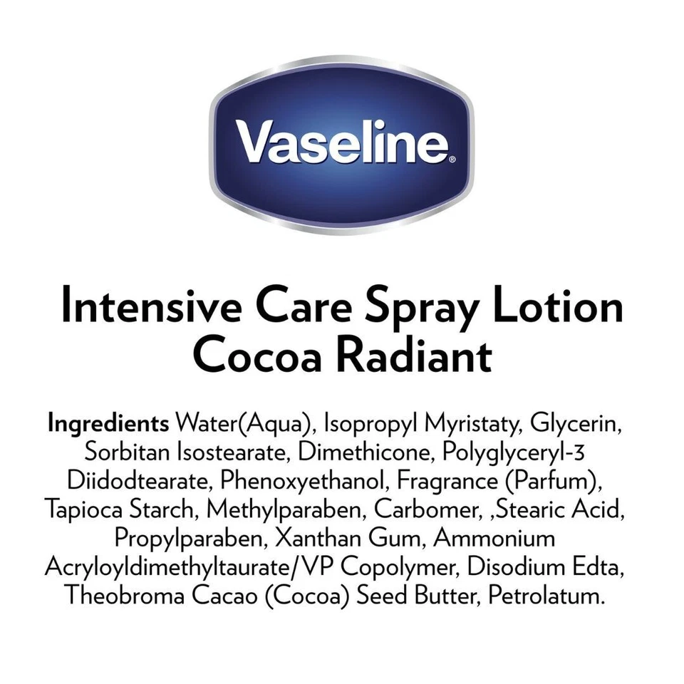 Vaselina Cuidado Intensivo Cacao Radiante Spray Loción 24 Horas Humedad 6.5 fl oz Foto 2 de 4