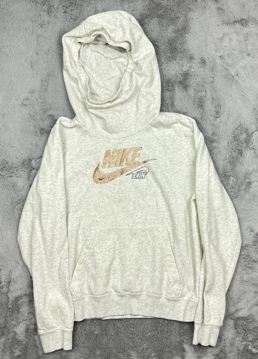 Vintage Nike Hoodie Womans Medium Nike Logo Upside Down Glitter Long Sleeve