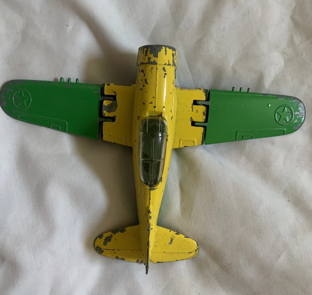 Vintage Hubley Die Cast Airplane With Folding Wheels And Wings eBay
