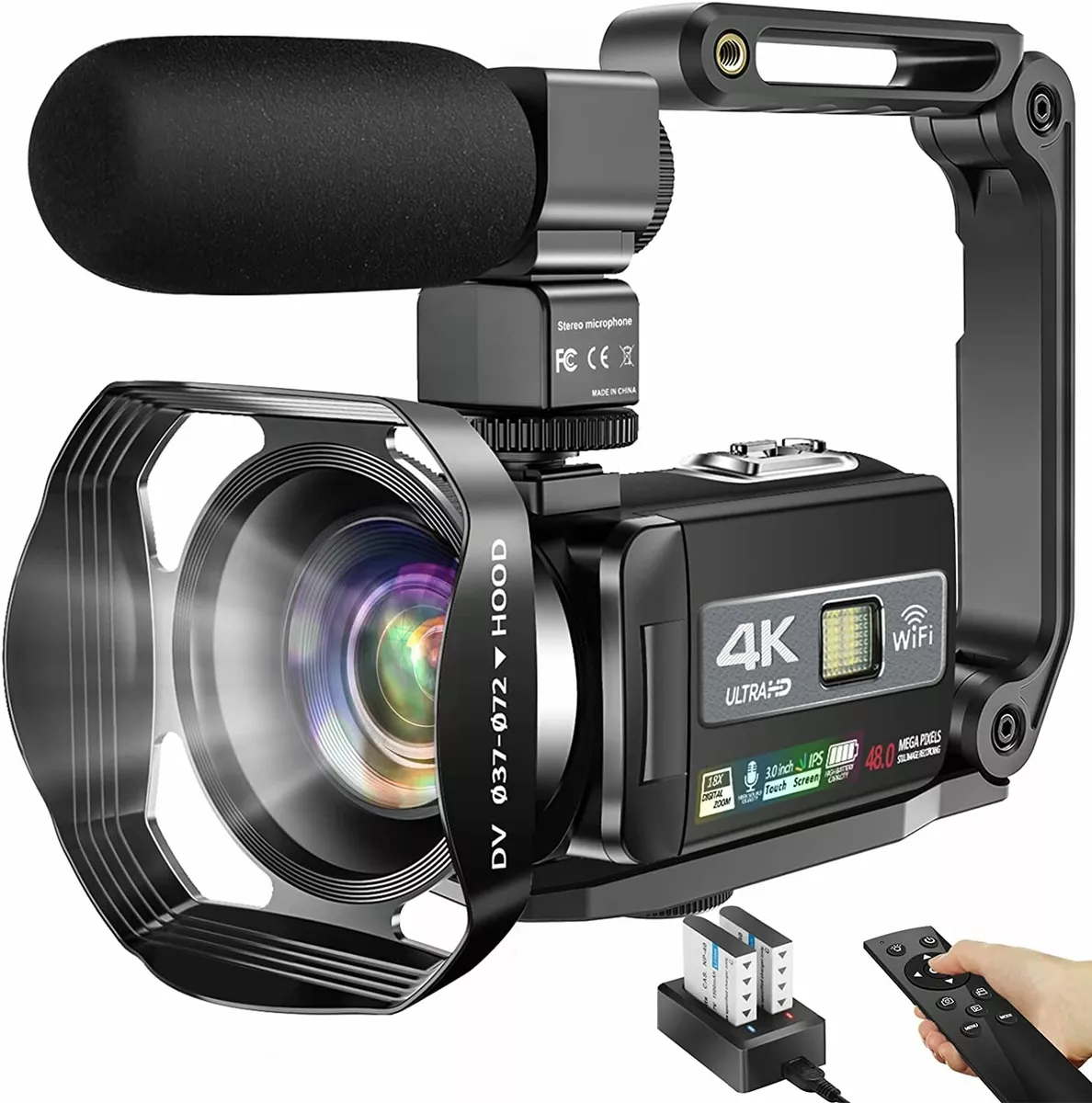 4K Video Camera Ultra HD Camcorder 48.0MP IR Night Vision Digital Camera  WiFi Vl