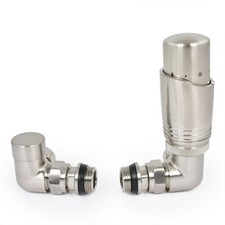 Delta Thermostatic Radiator Valve and Lockshield | Corner | Satin Nickel