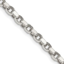 24" Sterling Silver 3.5mm Diamond-cut Rolo Chain Necklace