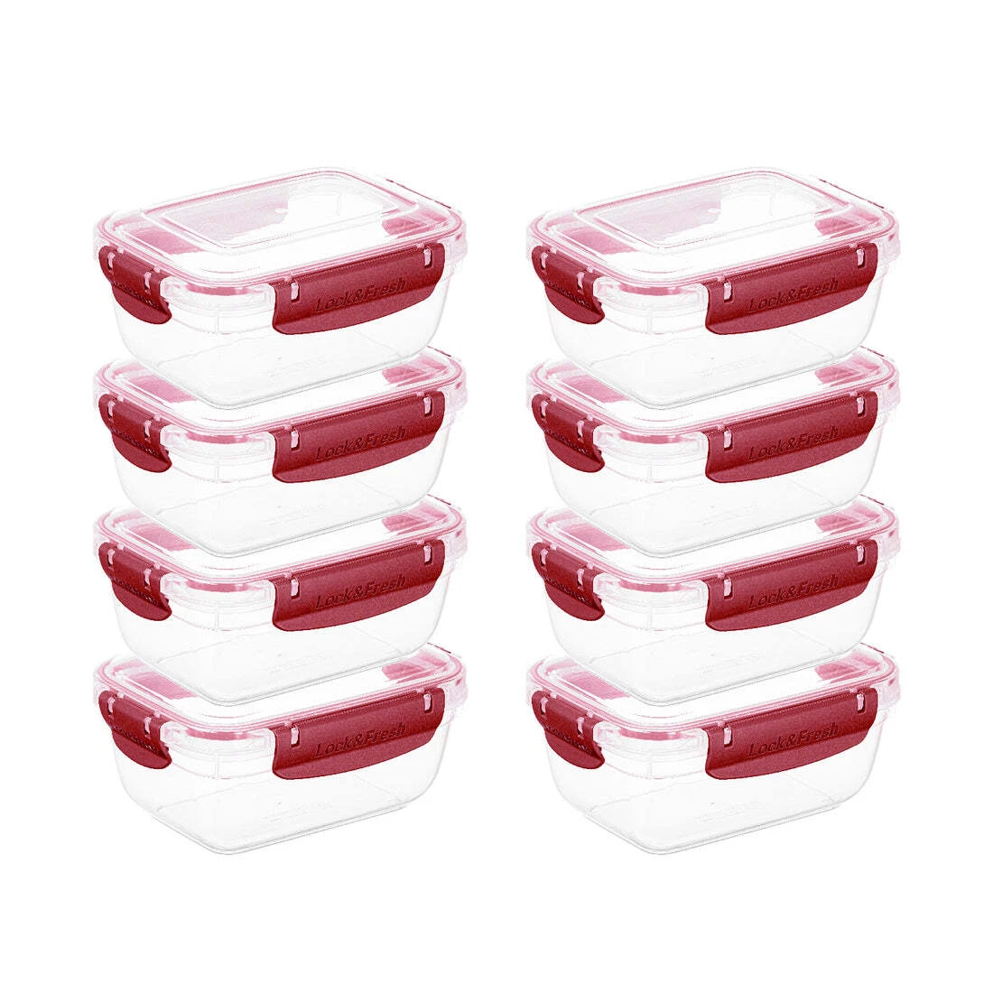 Superio Plastic Food Storage Containers, Airtight Lids, 27 oz., Red, 8 pack
