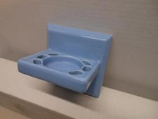 Vintage Mid Century Ceramic Porcelain Bathroom Toothbrush Cup Holder In Blue
