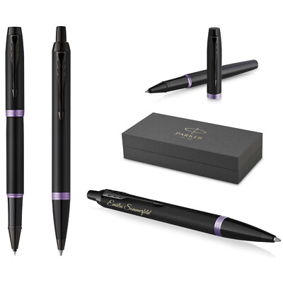 Parker IM Vibrant Rings Set Tintenroller + Kugelschreiber Purple PVD mit Gravur