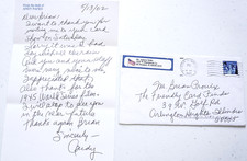 Andy Pafko Hand Written and Signed Letter 5/13/2002 Chicago Cubs Legend