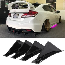 For Honda Civic SI Sedan Rear Bumper Diffuser Shark Fins Spoiler Lip Splitter US