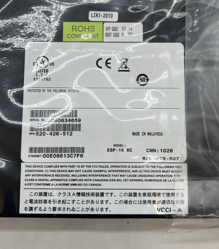 Avocent ESP-16 MI 16 Port Ethernet Serial Hub RoHS - Afbeelding 2 van 7