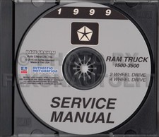 1999 Dodge Ram Truck Shop Manual Cd 1500 2500 3500 Gas Diesel Service Pickup